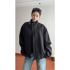 抖音得物美式潮休闲夹克春季立领纯色复古工装加厚棉服外套AMY01，男装夹克，电商A443