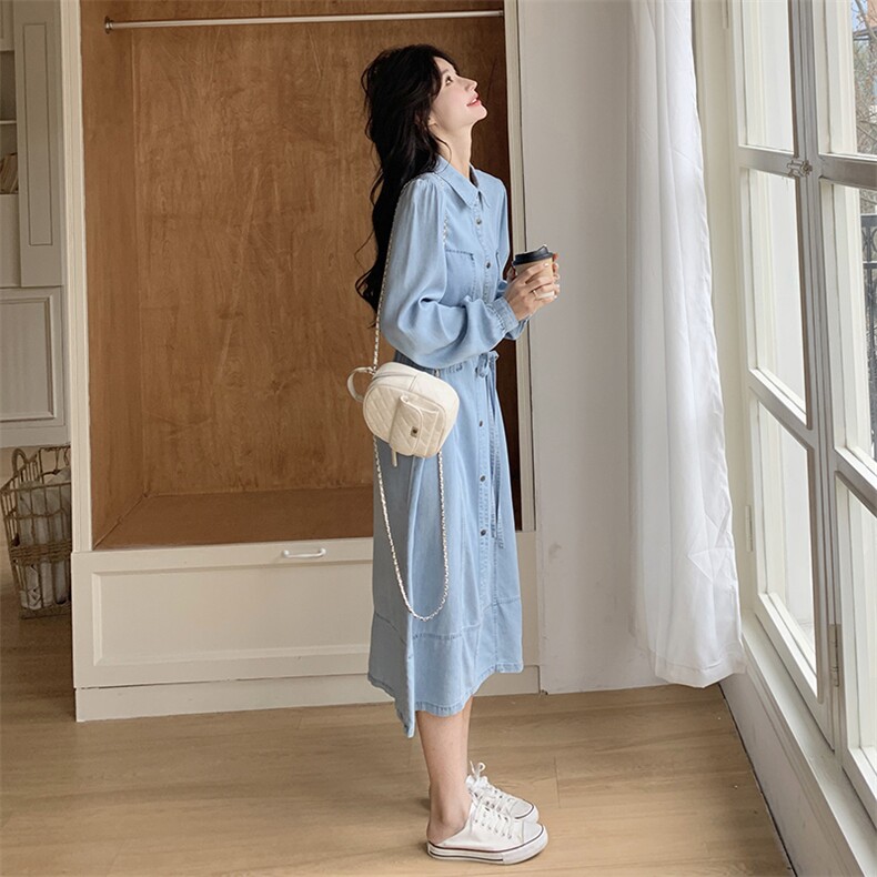现货-2025年春季新款牛仔连衣裙203P140K218,女装连衣裙,浪娴服饰