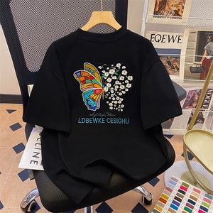 重磅美式拉链纯棉短袖绣花t恤男夏季新款万针刺绣上衣S9389-特P40图片