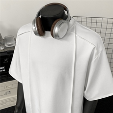 美式潮牌男简约设计感新品纯色短袖T恤X416B-1-DT1079-特P25限48，男装T恤，星座416B-1