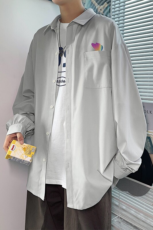 20港风新款男女情侣蝴蝶反光印花衬衫学生衬衣外套504-W2035-P32,男装衬衫,星座504