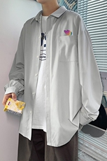 20港风新款男女情侣蝴蝶反光印花衬衫学生衬衣外套504-W2035-P32，男装衬衫，星座504