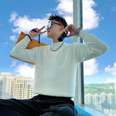 AM295/P68控98秋冬季社会小伙休闲百搭保暖满身字母毛衣男白首，男装针织衫/毛衣，星座305B-1