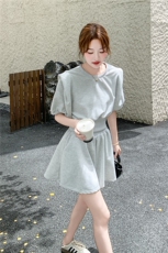 慵懒风运动卫衣T恤短裤套装女2025夏季新款小个子减龄休闲两件套，女装套装/套裙，红龙果