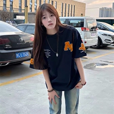 万针全刺绣工艺抖音得物高品质260克重磅纯棉双纱美式高街短袖T恤，男装T恤，电商A486
