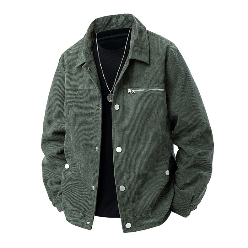 灯芯绒夹克潮男青年单排扣休闲男士夹克翻领外套商务风JK87-P55，男装夹克，星座1403A