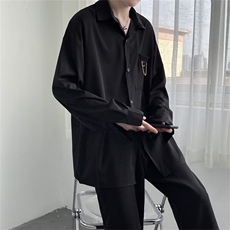 日系衬衫男长袖夏季港风宽松韩版潮流ins港风冰丝衬衣W1159-P32，男装衬衫，星座512-4