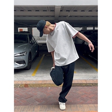 抖音得物二开240克宽松纯棉美式高街痞帅贝壳绣花工艺短袖T恤，男装T恤，电商A486