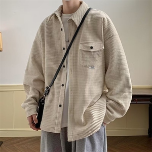 简约衬衫男长袖冬季潮流宽松百搭灯芯绒衬衣痞帅外套寸衫衣服慵懒图片