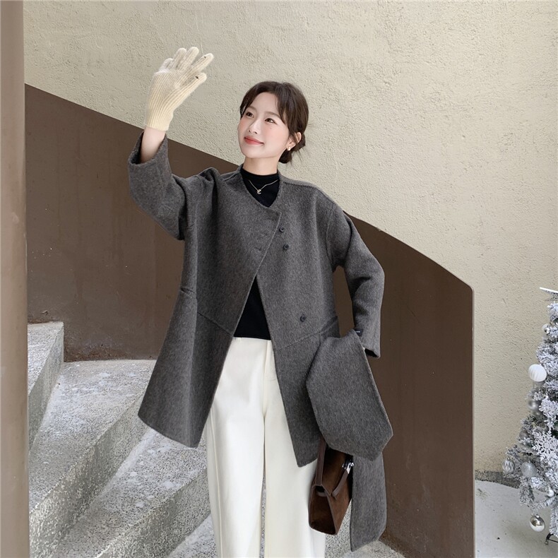 2025冬琥珀绿双面呢大衣70毛送围巾（现货）2C375-2528-P275-K418,女装毛呢外套,2C375