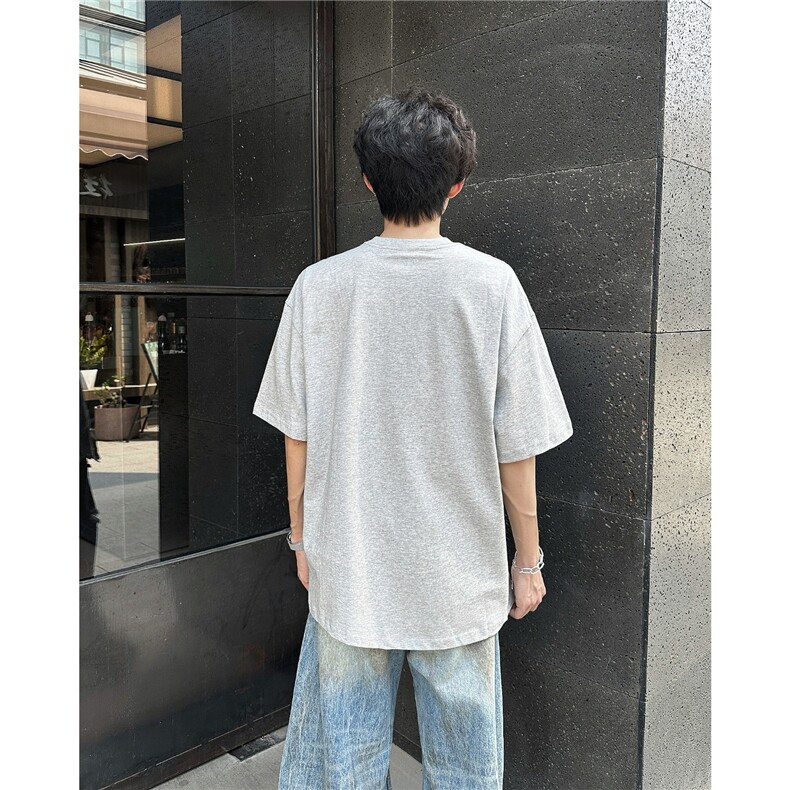 T简约字母印花不规则拼接短袖夏季宽松情侣街头嘻哈T恤TX5579-p38,男装T恤,星座302B