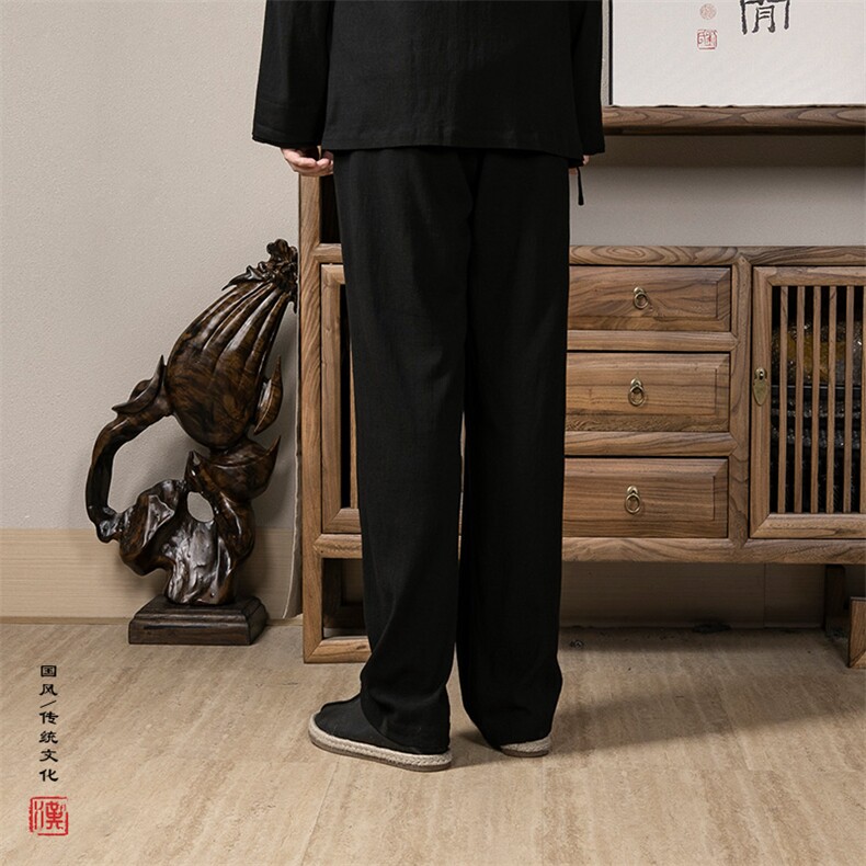 风男装宽松男士麻料休闲长裤KZ01P70,男装休闲裤,钱塘802