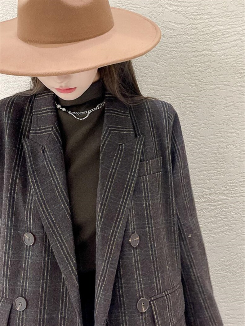 长款格纹毛呢大衣，其它，Balance Studio