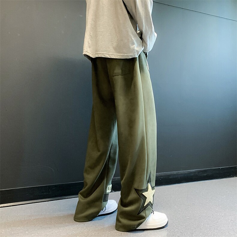 刺绣裤子男美式vibe高街直筒休闲裤秋季潮牌宽松运动裤K446-p42,女装休闲裤,星座1008-1