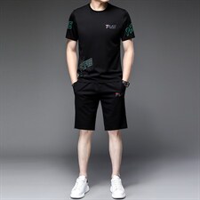 T恤男士休闲套装2023春夏季新款韩版潮流帅气衣服潮牌短，男装休闲套装，电商B212（原钱塘6029）