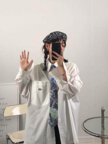 多层口袋男友风衬衣，女装，Queena PHoebe