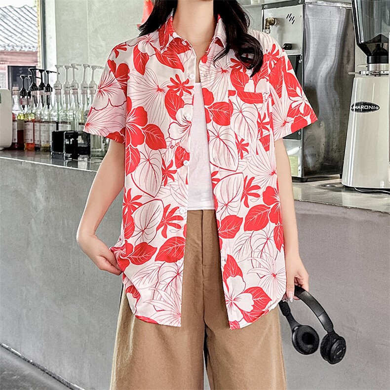 夏季夏威夷风沙滩三亚旅游男女情侣短袖花衬衫XZ212-QCS1011-P25,男装衬衫,星座212