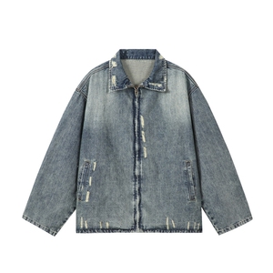 水洗牛仔外套男款春美式痞帅上衣服宽松休闲工装夹克JK1325-P90,衣服的颜色暖冷色怎么搭配图片