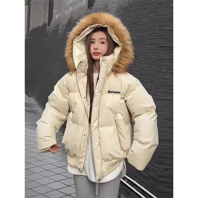 美式复古PU皮棉服女2025冬季新款加厚大毛领情侣休闲保暖棉袄外套,男装棉衣,星座506A