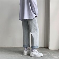 主推2021新款港风垂感直筒休闲牛仔裤宽松九分裤老爹裤CN64，男装牛仔裤，星座1008