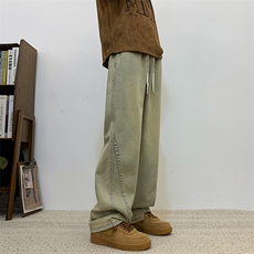 黄泥牛仔裤美式高街男款抽绳松紧腰修身直筒裤，男装牛仔裤，星座410-6（原星座1304-1）