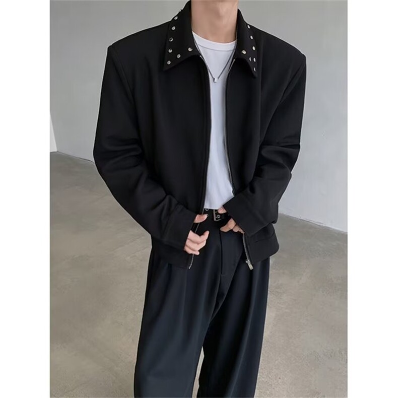 现货春秋款美式极简高级感痞帅垫肩外套男女生外套带垫肩夹克潮搭，男装夹克，星座302B-3