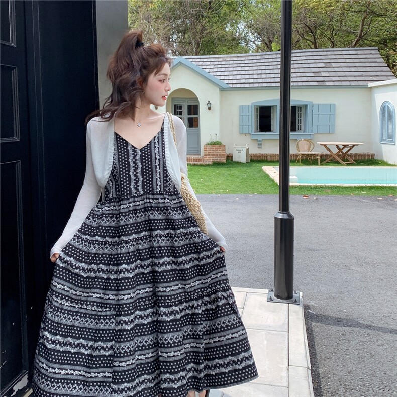 今日新品/现货/吊带印花连衣裙+小衫2C275-5533-P135-K218,女装连衣裙,2C275