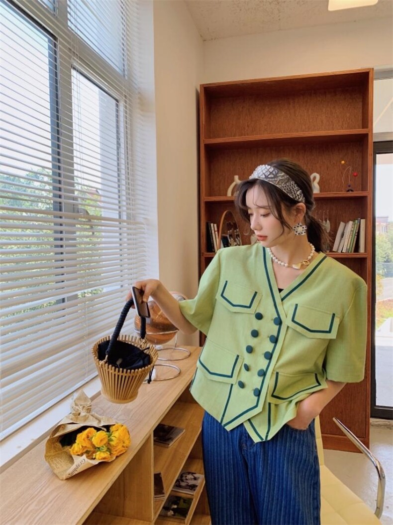 香风绿色小上衣，女装，YOUER DENG