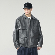 2025美式复古皮衣外套男款秋季宽松休闲百搭潮流机车服夹克男，男装夹克，电商D215