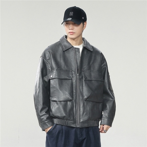 2025美式复古皮衣外套男款秋季宽松休闲百搭潮流机车服夹克男图片