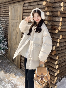 现货数据好90绒中长款毛线翻领羽绒服103-F066-P300-K398图片
