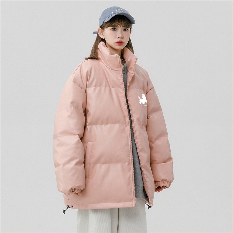 中性风新冬季时尚百搭宽松字母印花PU皮棉服外套MY6454P115控158,男装棉衣,电商A268