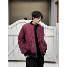 1506-1/MS50131/P84紫红色棉服男女双面穿飞行夹克立领丝绒棒球服，男装夹克，星座1506-1