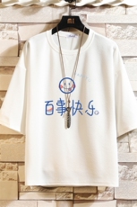 Q11183-P30春夏季七分袖t恤男大码五分袖男短袖中袖砖墙挂拍，男装T恤，电商A040A