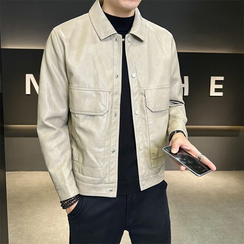 春季2025款皮衣外套男雅痞帅气男装机车皮夹克A313-66881-P140,男装夹克,电商A313