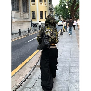 美式高街铆钉设计感工装裤男女潮流百搭休闲拖地长裤L84000-P60图片