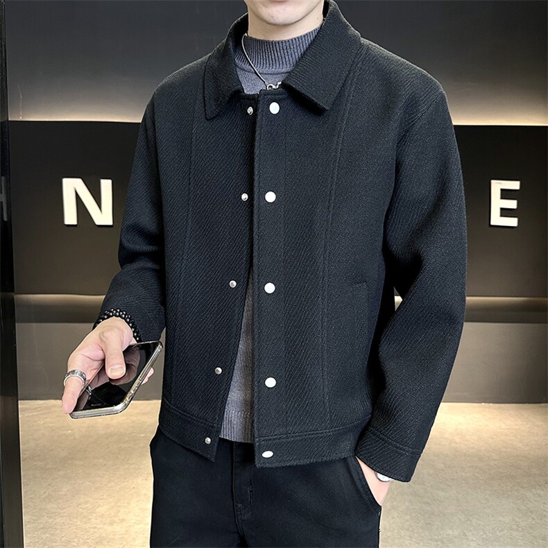 秋冬新款含羊毛毛呢外套呢子夹克男纯色短款呢料B321-2559-P140,男装夹克,电商B321-1