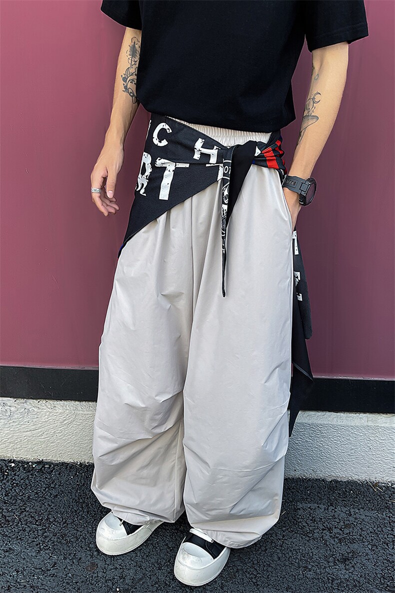 8XL-M美式复古撞色屁帘工装伞兵裤男褶皱设计感宽松阔腿裤P68,男装工装外套,电商D206-1