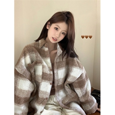 TC1517-P75新款中长款百搭长袖开衫女美拉德格子衬衫外套女秋季，女装衬衫，星座617A-2
