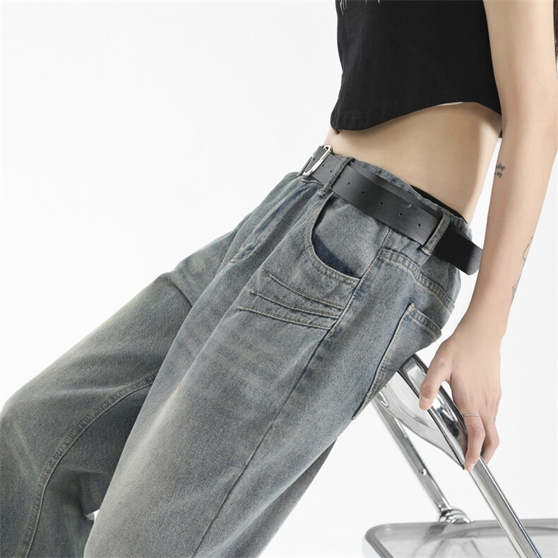 中性风做旧牛仔裤复古直筒潮牌亲肤免烫抗皱坠感长裤K770-特批45,男装牛仔裤,星座718-1