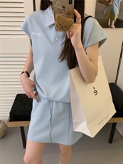 2025舒适百搭简约秋冬休闲运动T+短裙套装，女装套装/套裙，湘姗