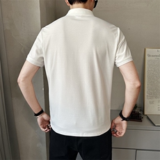 夏季新款男士短袖T恤时尚拼接刺绣潮牌上衣翻领体恤衫PL88553-P60，男装T恤，电商A237