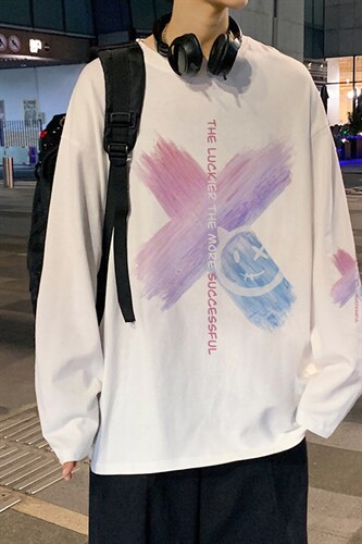 CX13-P25大码长袖t恤男春季新款打底衫男港风圆领卫衣男，男装T恤，电商B367