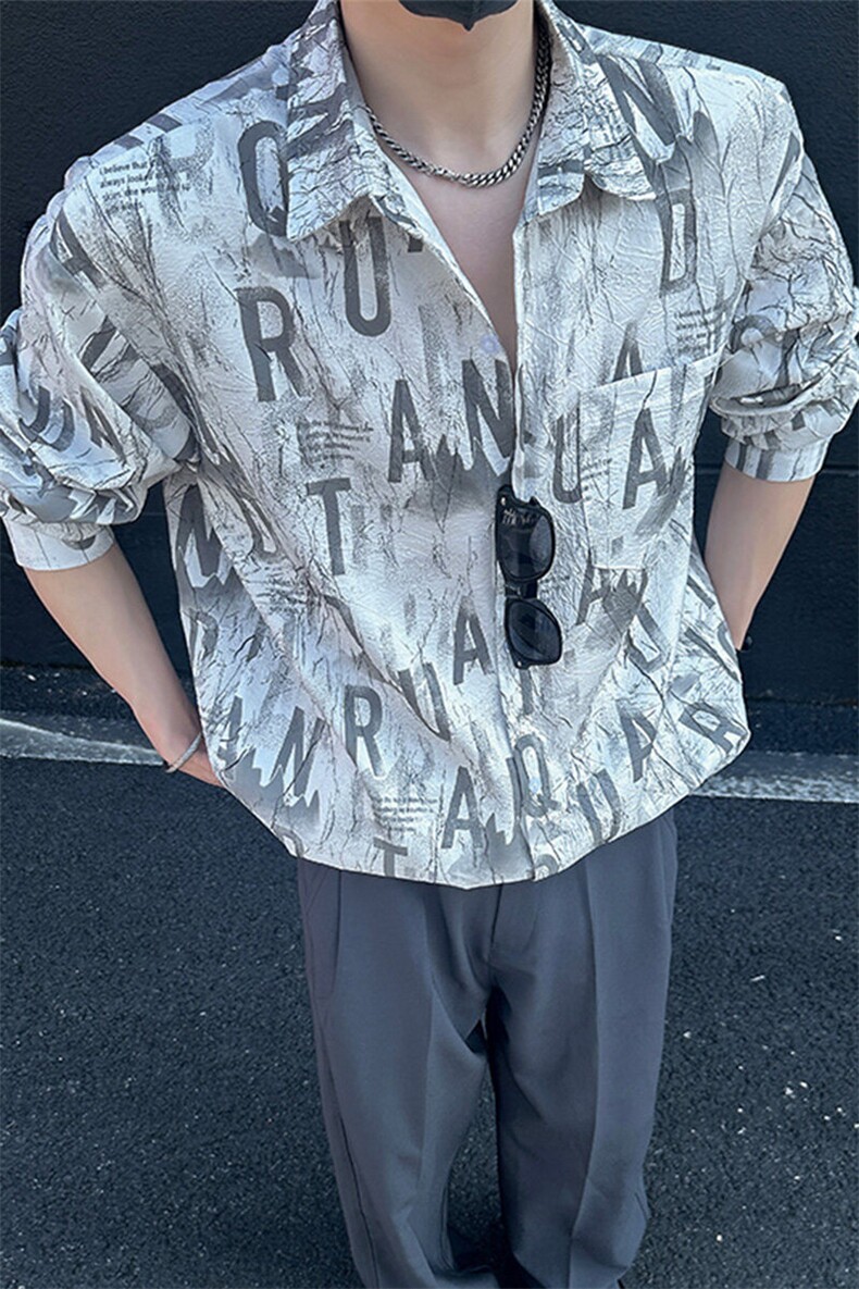 美式高街宽松衬衫潮流休闲上衣A086-CS2202-P40,男装衬衫,电商基地A086