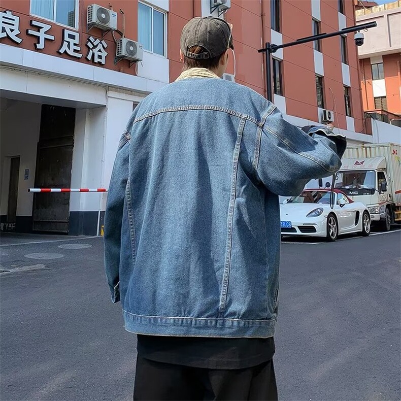 秋冬美式复古潮斑马纹领牛仔外套男ins港风痞帅夹克上衣J8895-P60,男装夹克,星座1008