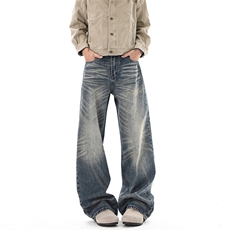 03美式复古水洗cleanfit直筒牛仔裤男女长裤XZ211-1-K2610-P55，男装牛仔裤，星座211-1