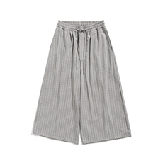 夏季大码日系宽松休闲裤条纹直筒阔腿裤棉麻裤风潮K333/P70，男装休闲裤，钱塘713