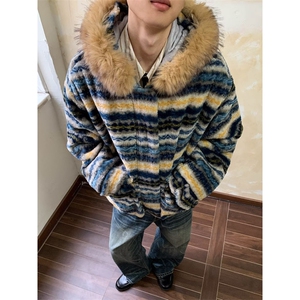 网图 美潮费尔岛羊羔绒可拆卸毛领棉服外套 W1893/特P128图片