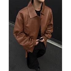 潮流宽松机车服皮衣男潮痞帅气高级感飞行员PU皮夹克外套PM053，男装夹克，星座1116A-1（原606A）