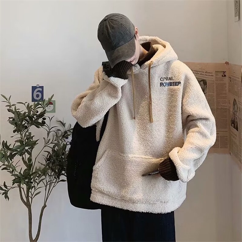 8806-P40羊羔毛连帽卫衣男女秋冬季加厚,男装卫衣,电商B323A